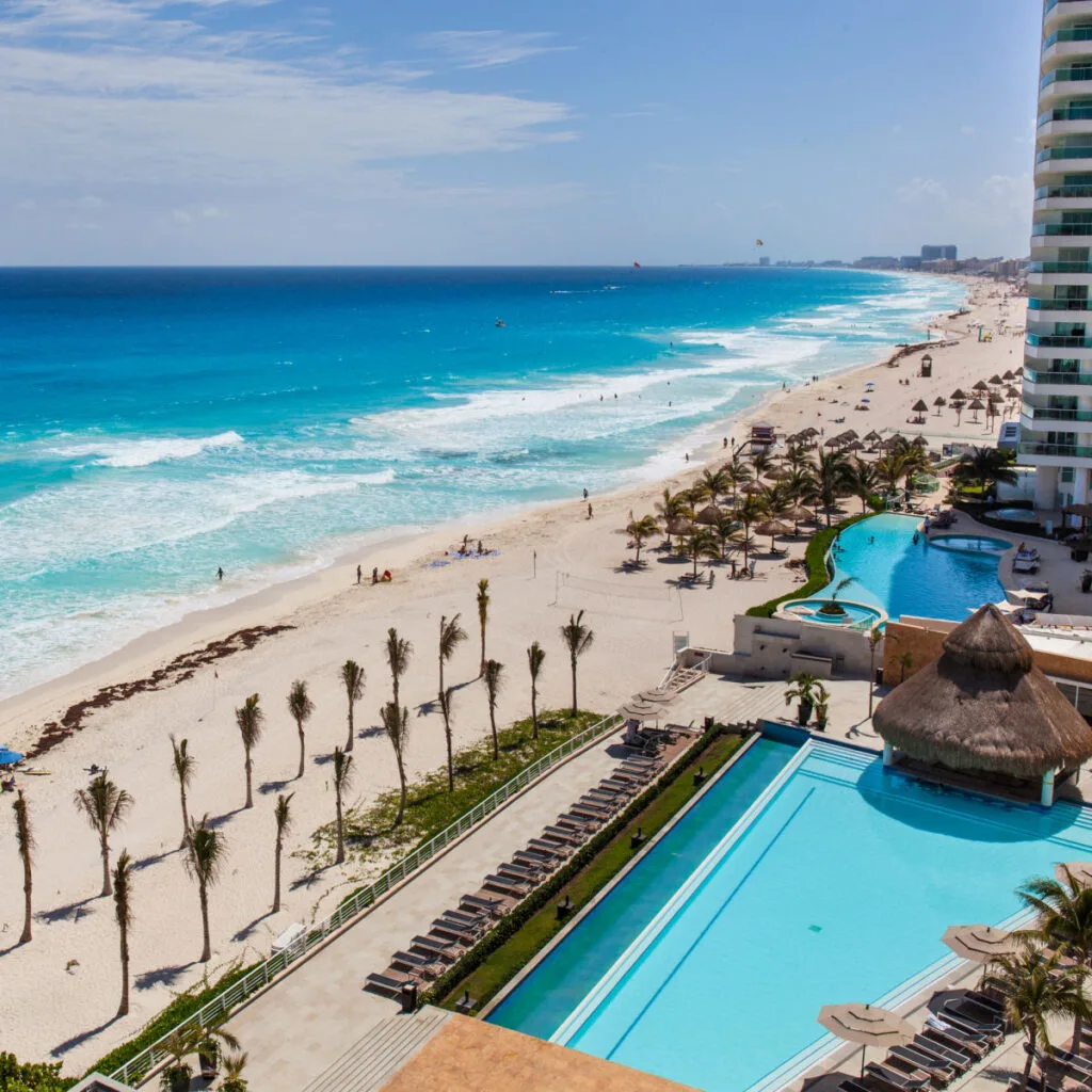Cancun resort on perfect beach day