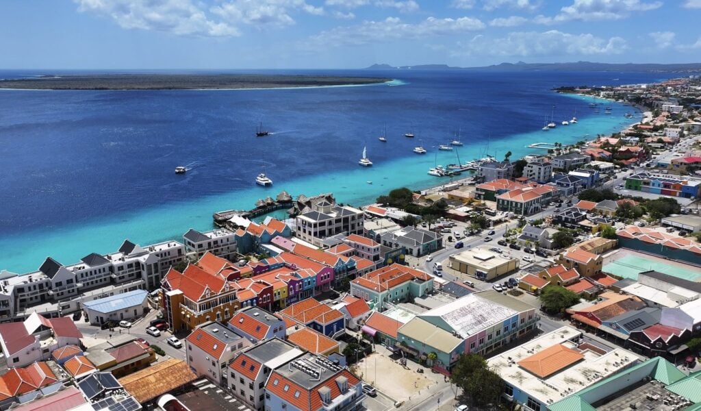 Downtown Bonaire At Kralendijk In Bonaire Netherlands Antilles.