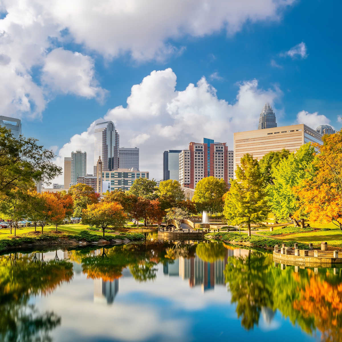 Lush city park in Charlotte, NC