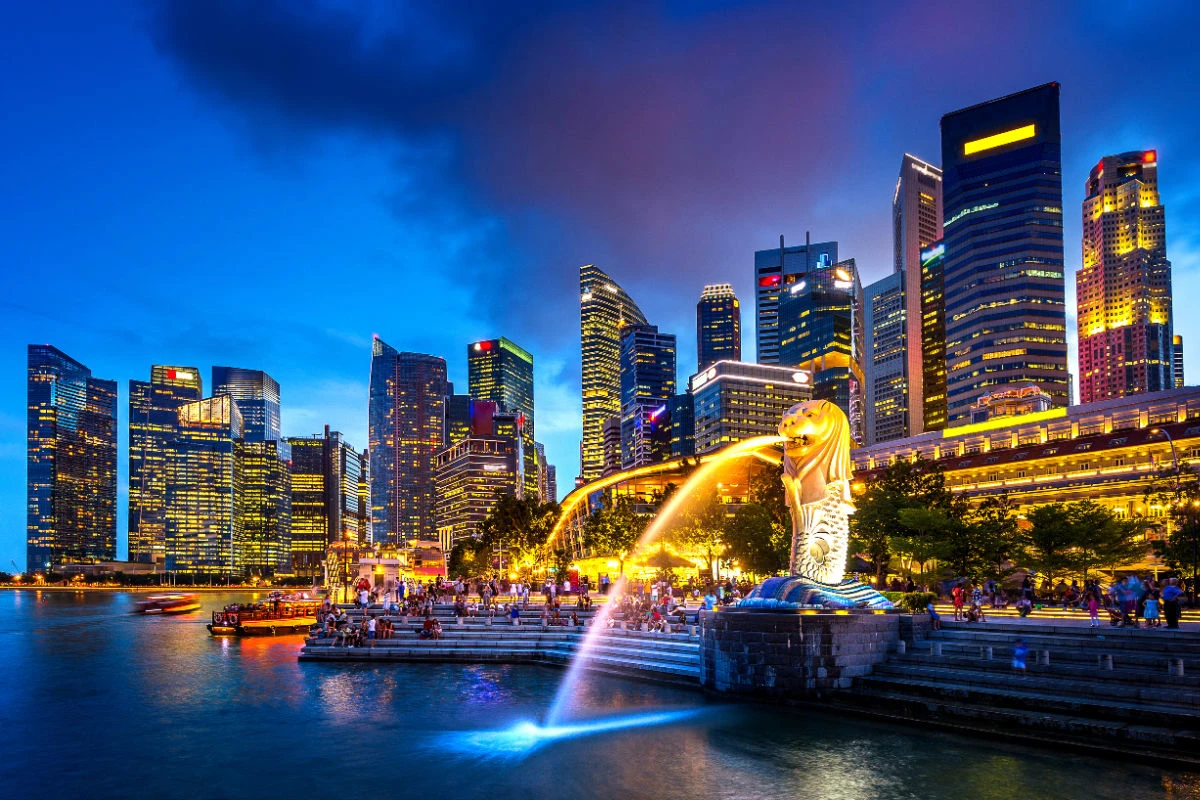 Singapore skyline at night