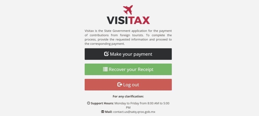 Screen Shot of Offical Visitax Website