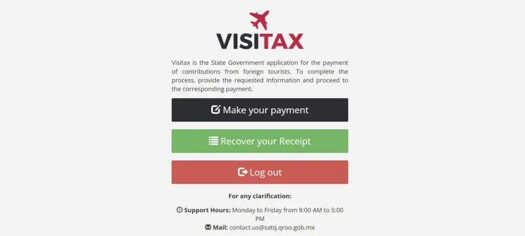 Screen Shot of Offical Visitax Website