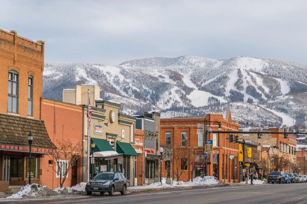 Steamboat Springs, CO downtown in winter