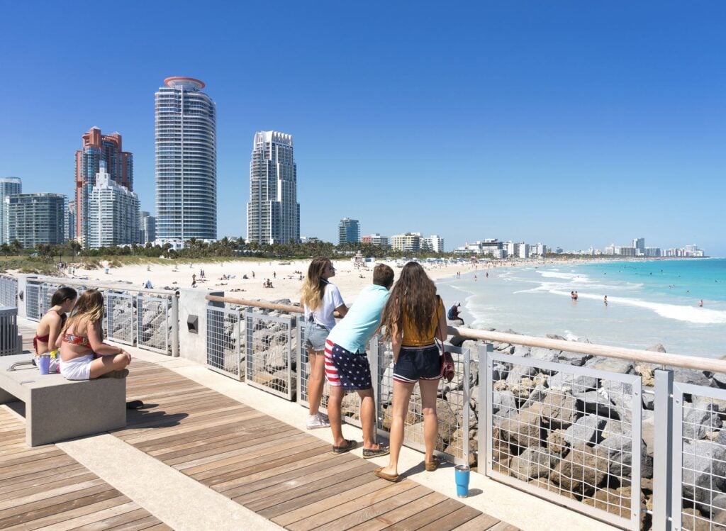 Tourists overlook Miami Beach