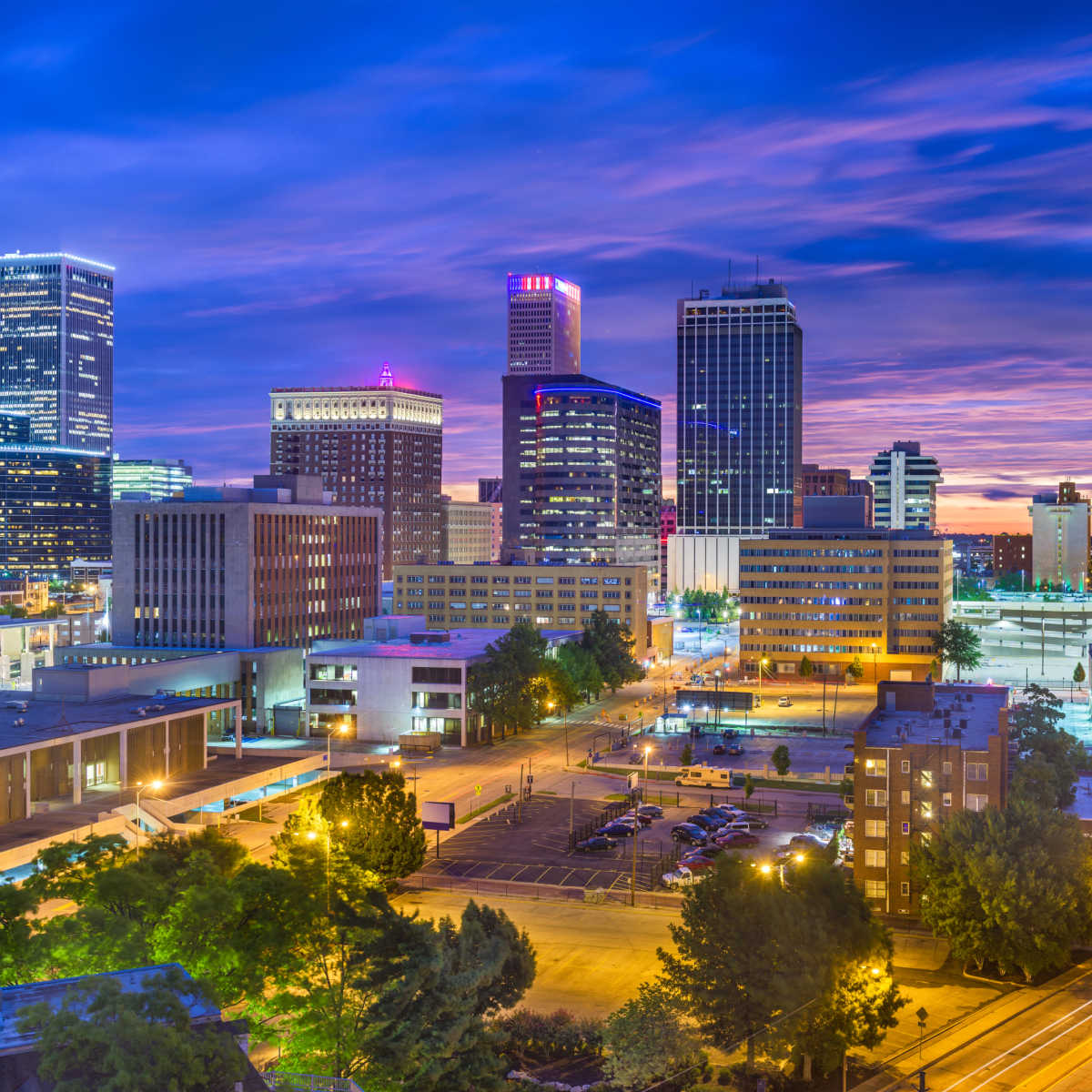 Tulsa skyline at twilight