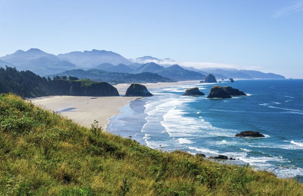 View of Cannon Beach from Ecola State Park Lookout in Tillamook