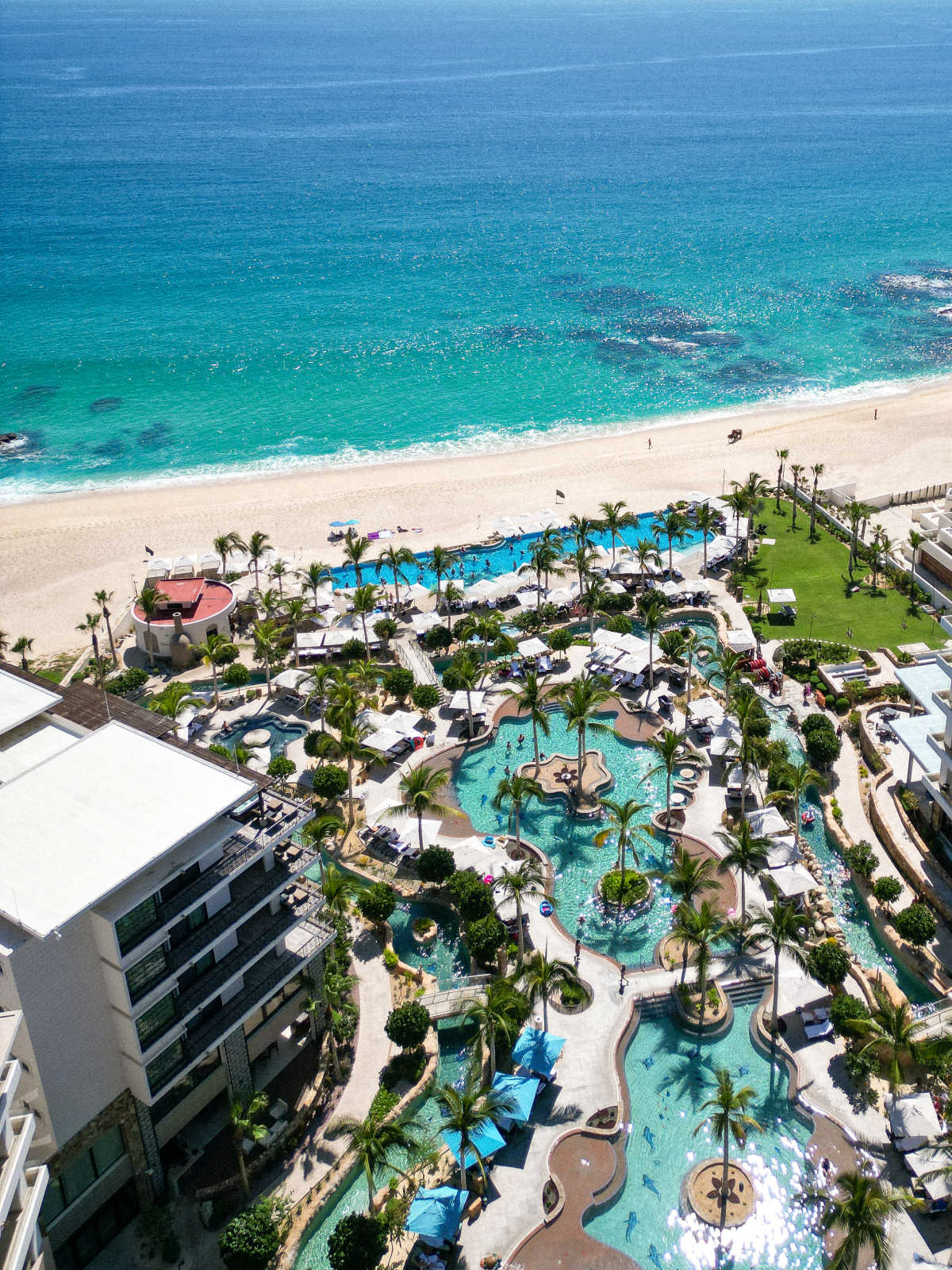 View of the beach in Los Cabos in front of Villa La Valencia, Drone shot by Tyler Fox, editor
