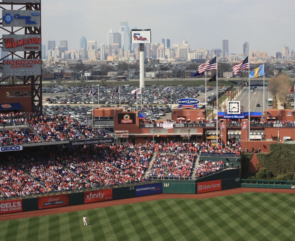 View of the skyline at Citizens Bank Park, home of the Phillies