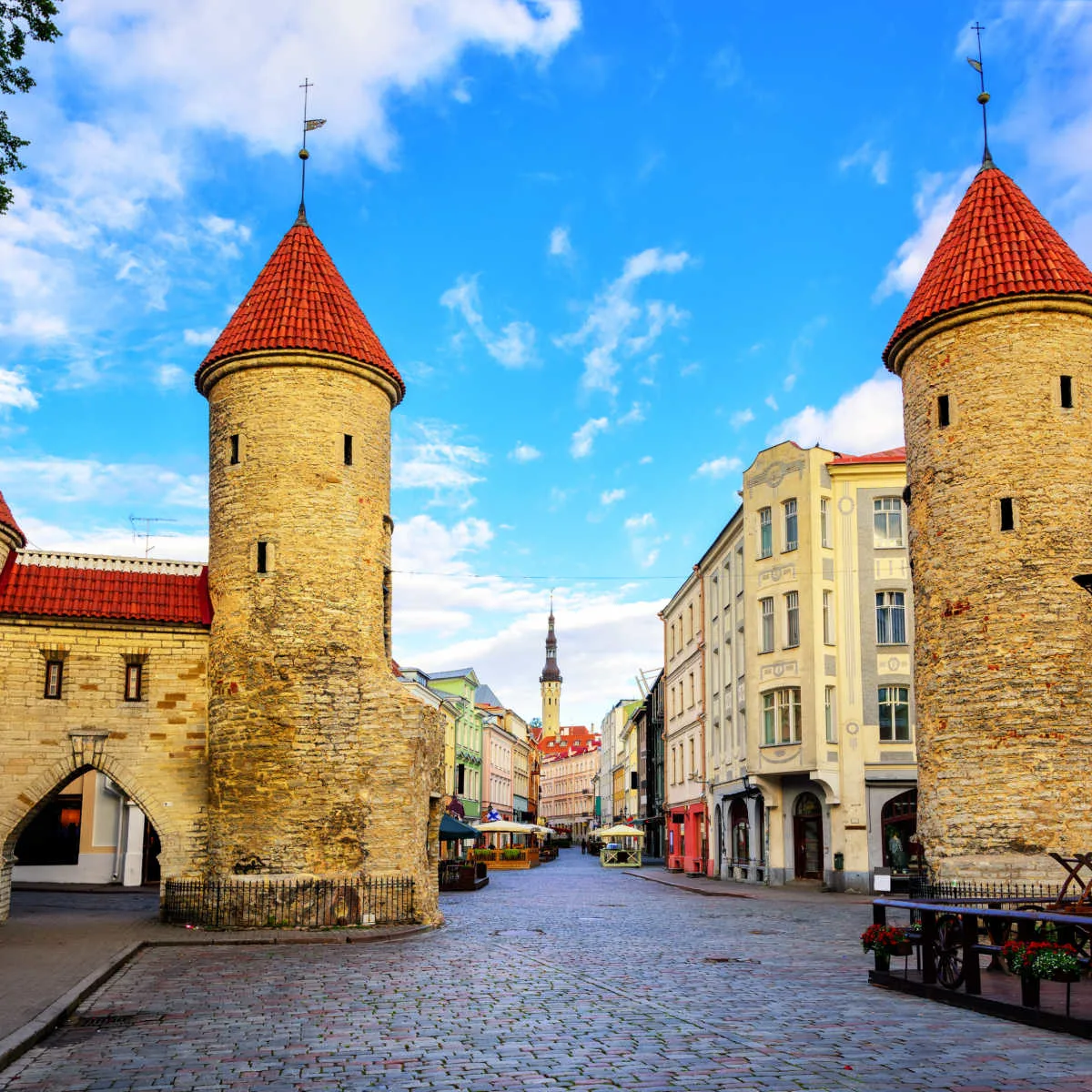 Viru Gate towers in Tallinn, Estonia