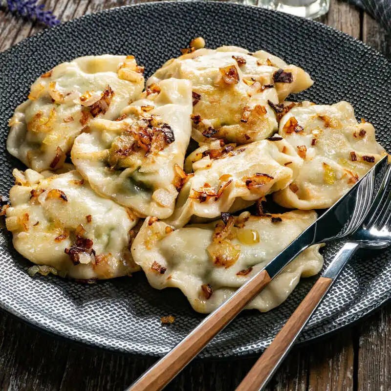 A Dish Of Pierogi Served In Poland