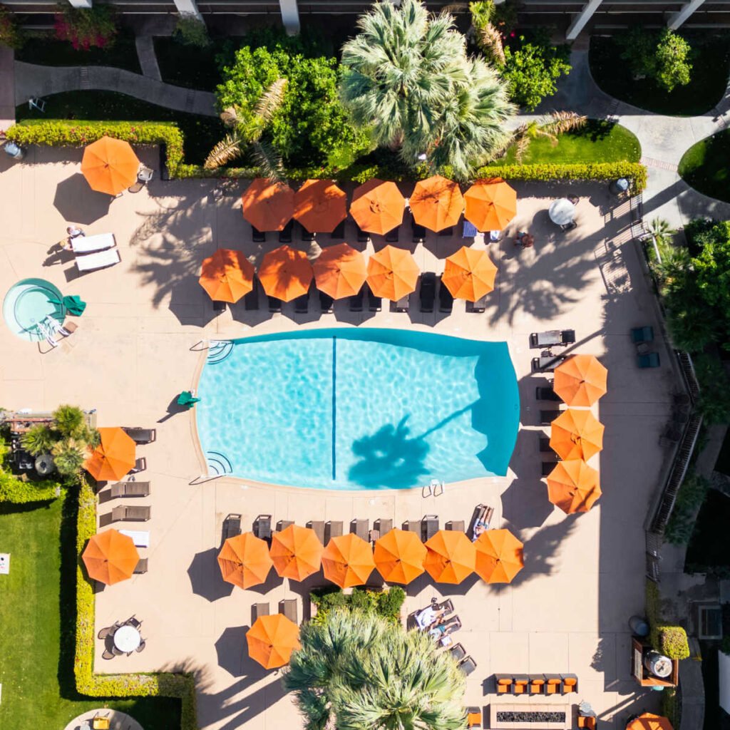 Aerial view of Palm Mountain Resort & Spa's pool