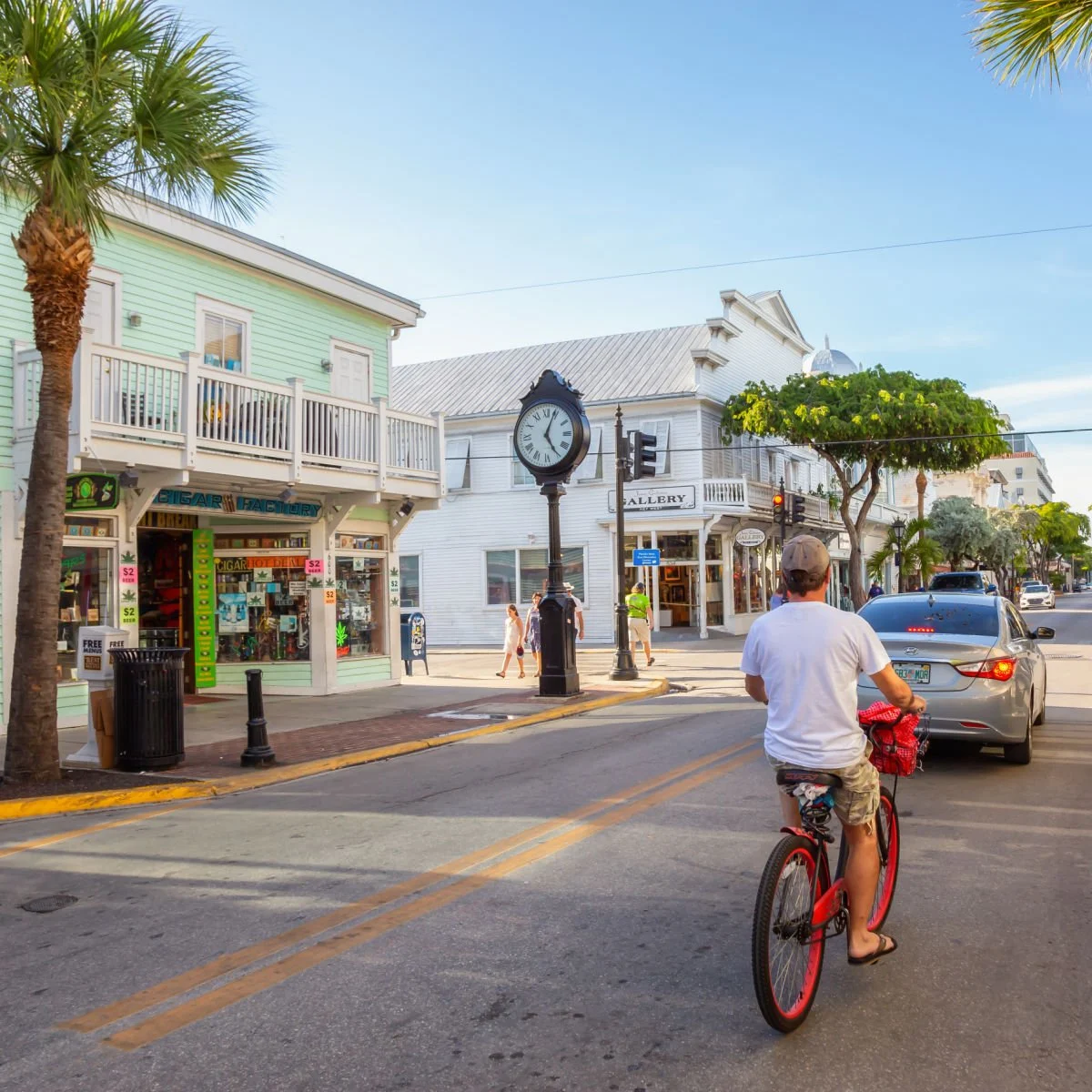 Bike-riding tourist in Key West
