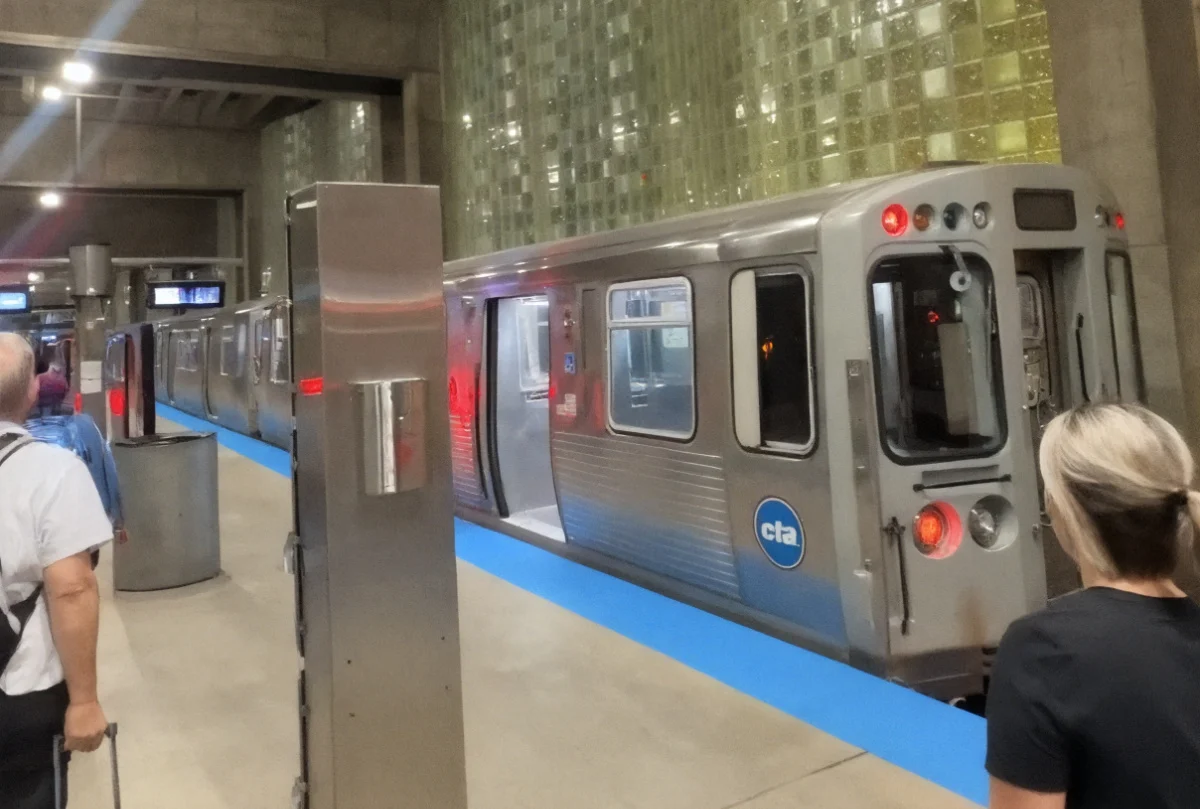 CTA Blue Line under the Hilton Chicago