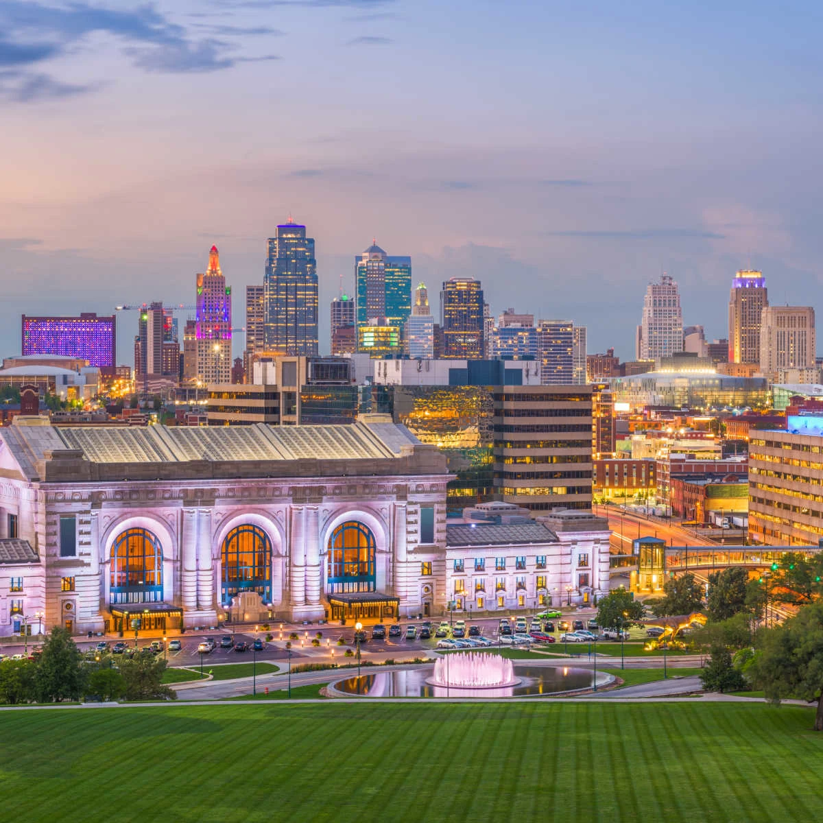 Kansas City skyline at dusk