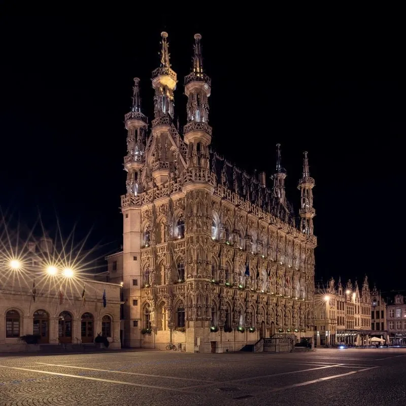 Leuven City Hall At Night, Belgium