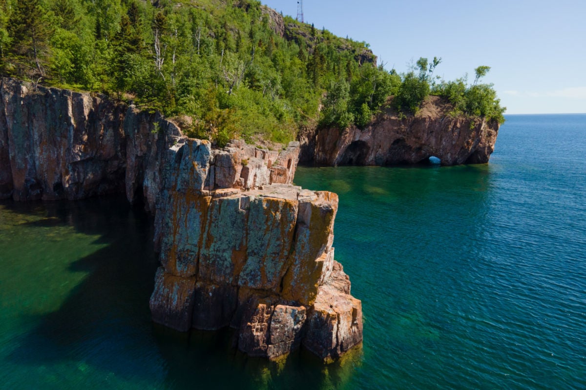 Palisade Head in Tettegouche State Park, Minnesota's North Shore of Lake Superior during summer