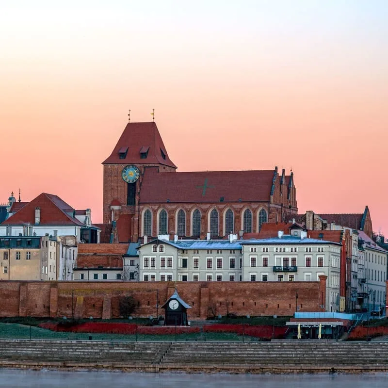 Panoramic View Of Old Town Torun During Sunset, Poland