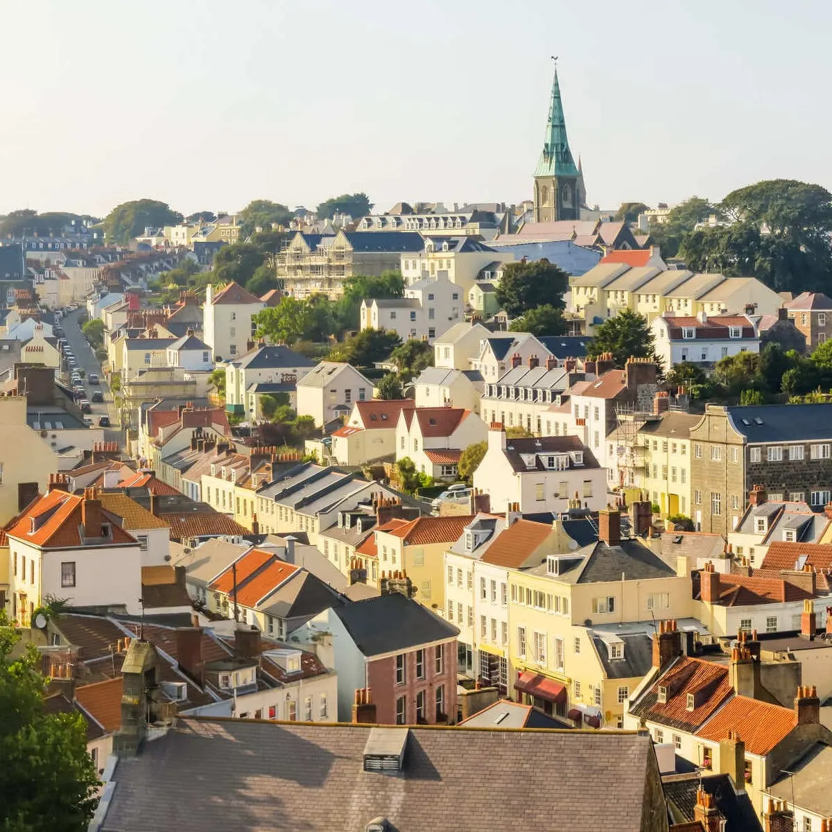 Panoramic View Of St Peter Port In Guernsey, Channel Islands