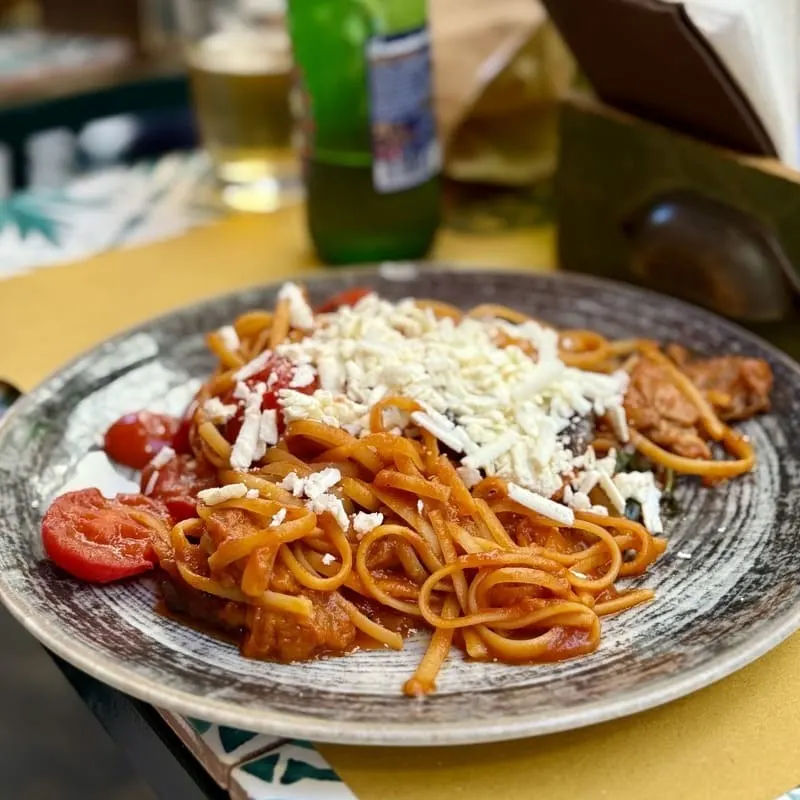 Pasta Alla Norma Served In Ortigia Island, Syracuse, Sicily, Italy