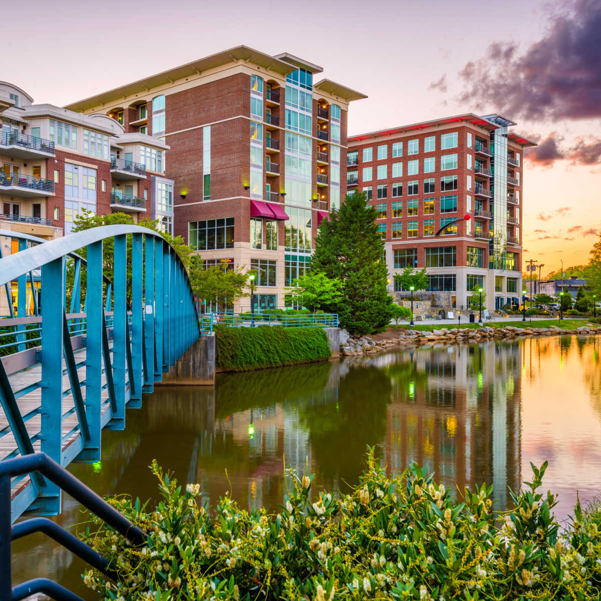 Riverside view of Greenville, SC