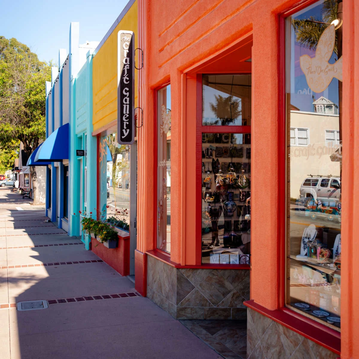 Vibrant storefronts in Capitola, CA