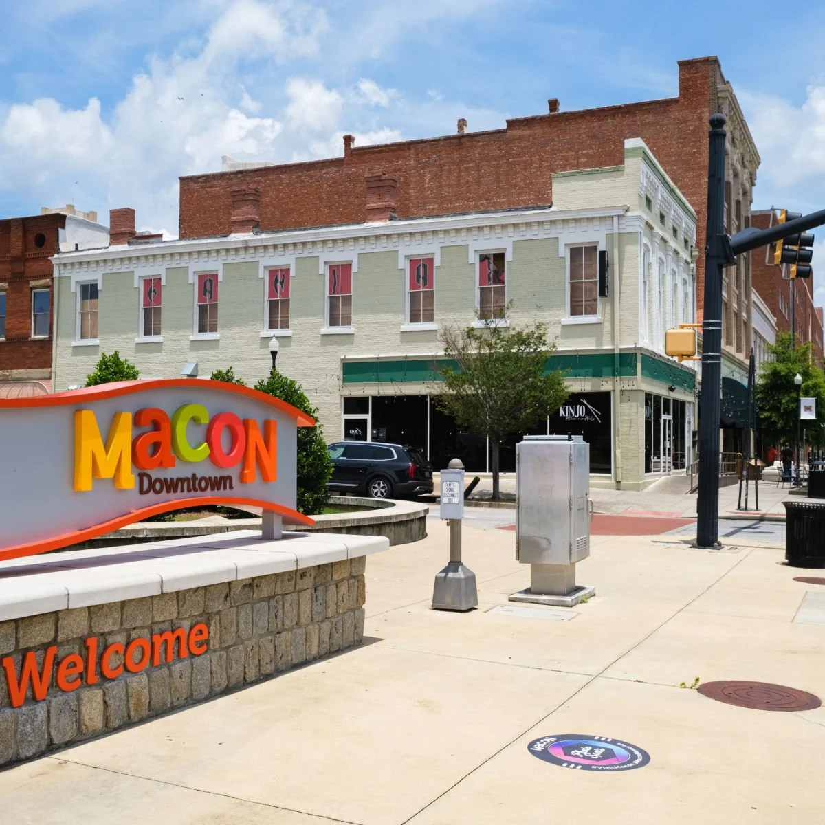 Welcome sign in downtown Macon, GA
