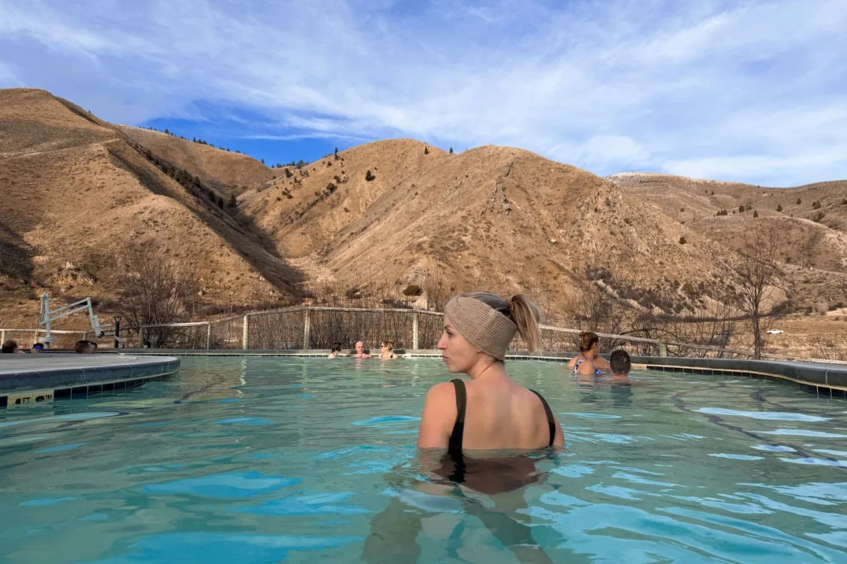 Woman (Liz Fox, Upgrade Managing Editor) at Astoria Hot Springs, Jackson Hole, Wyoming