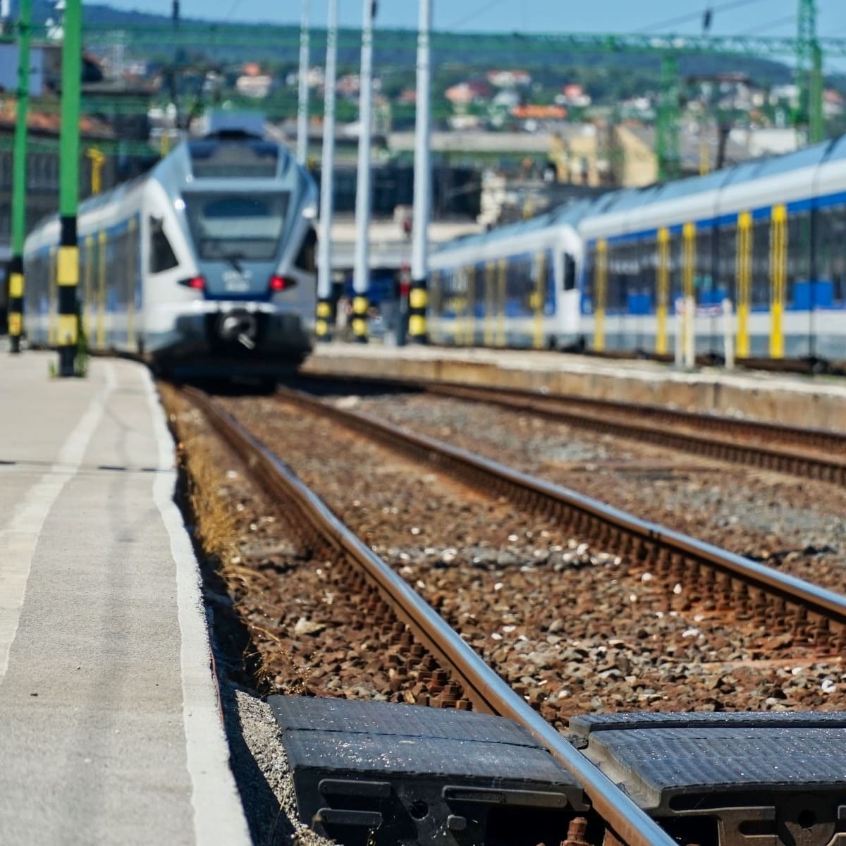A Train Approaching Keleti Station In Budapest, Hungary