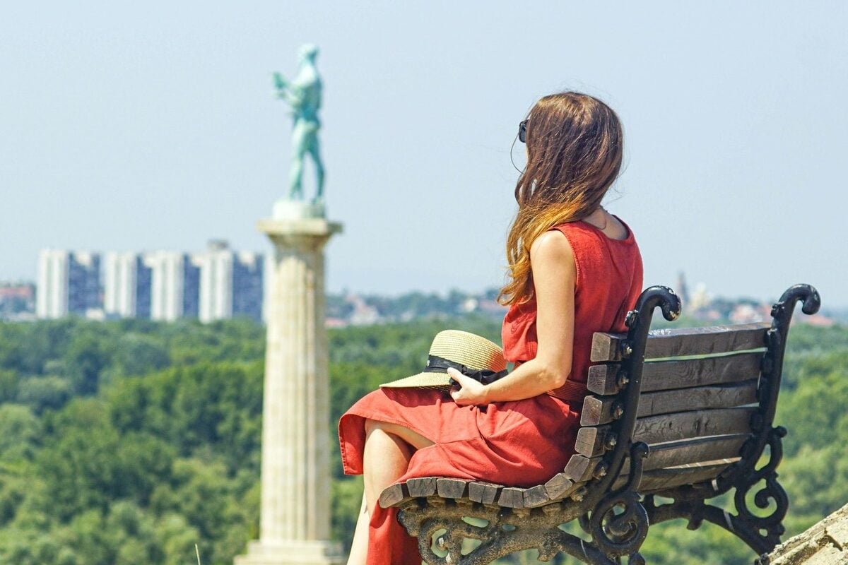 A Young Woman Admiring A View Of Belgrade, Serbia