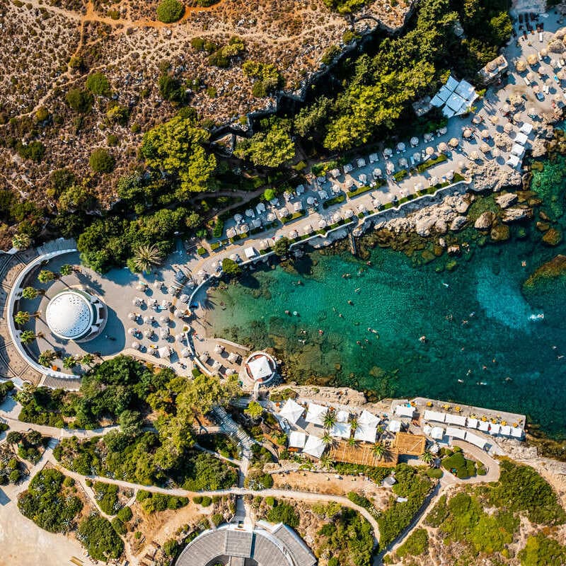 Aerial View Of Kallithea Springs, Rhodes, Greece