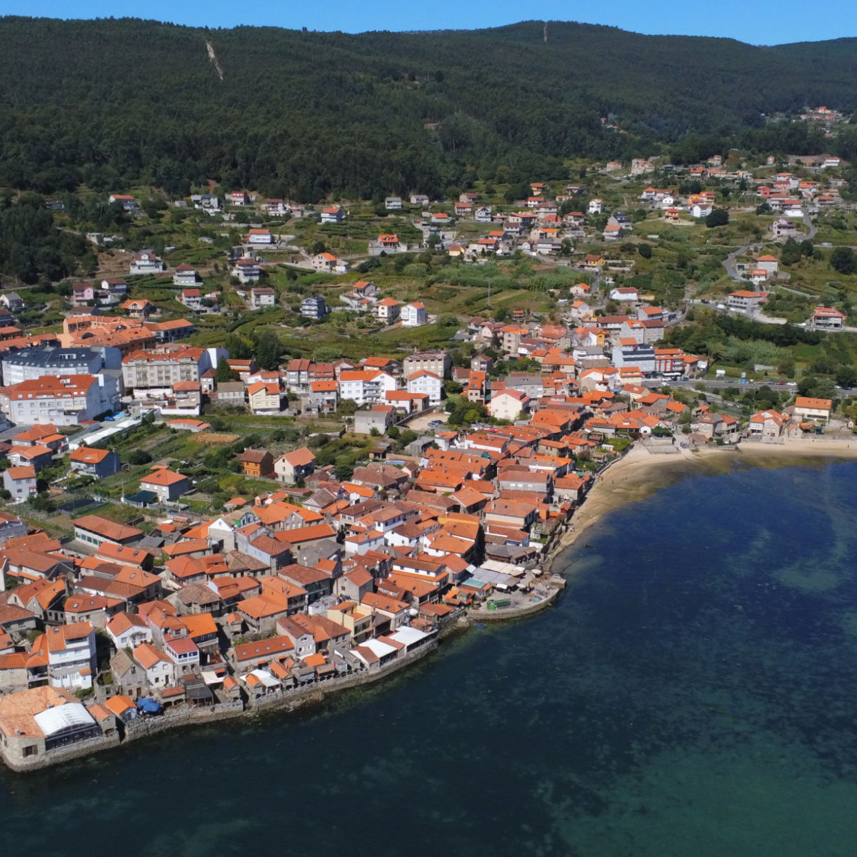 Aerial shot of Combarro, Spain