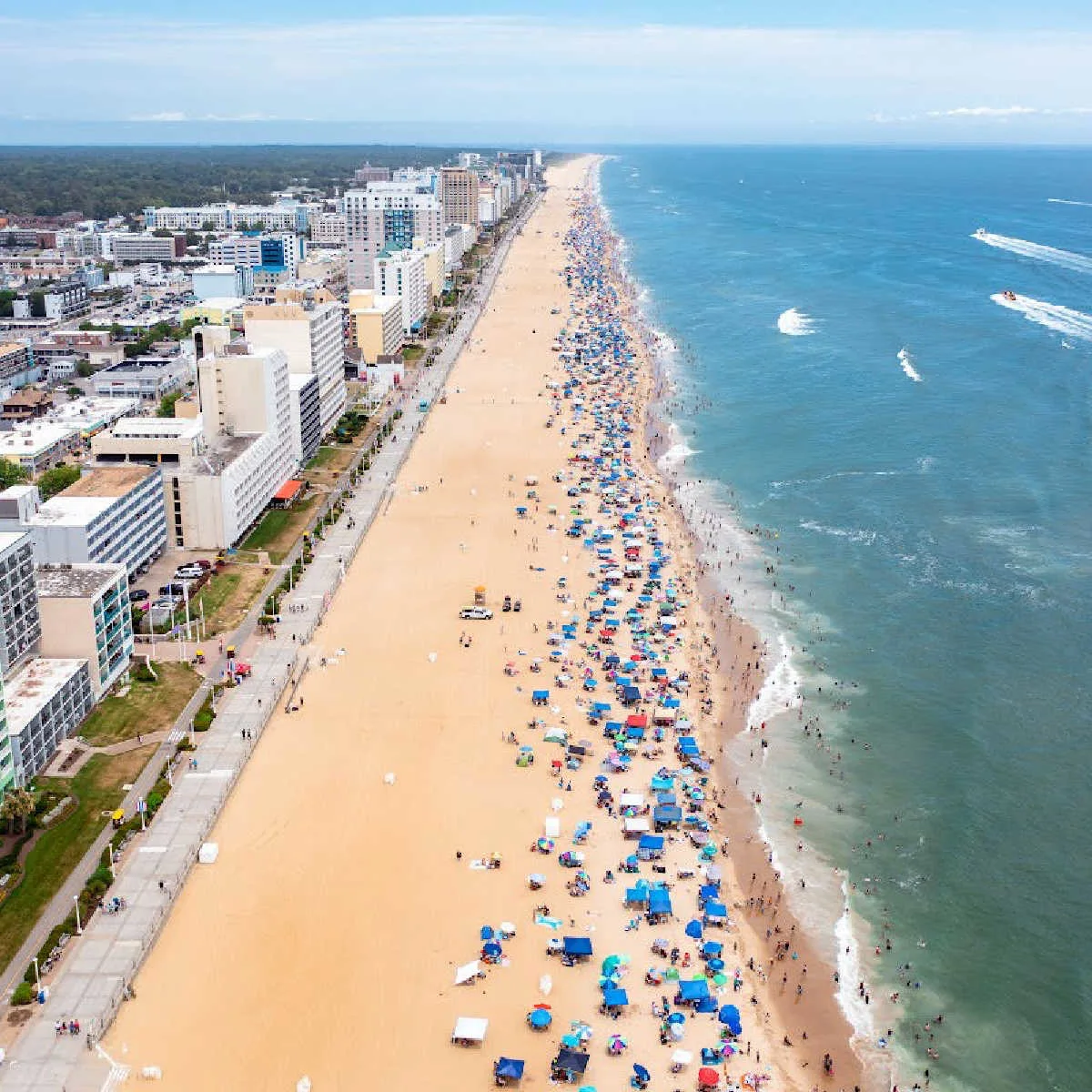 Aerial view of Virginia Beach in summer