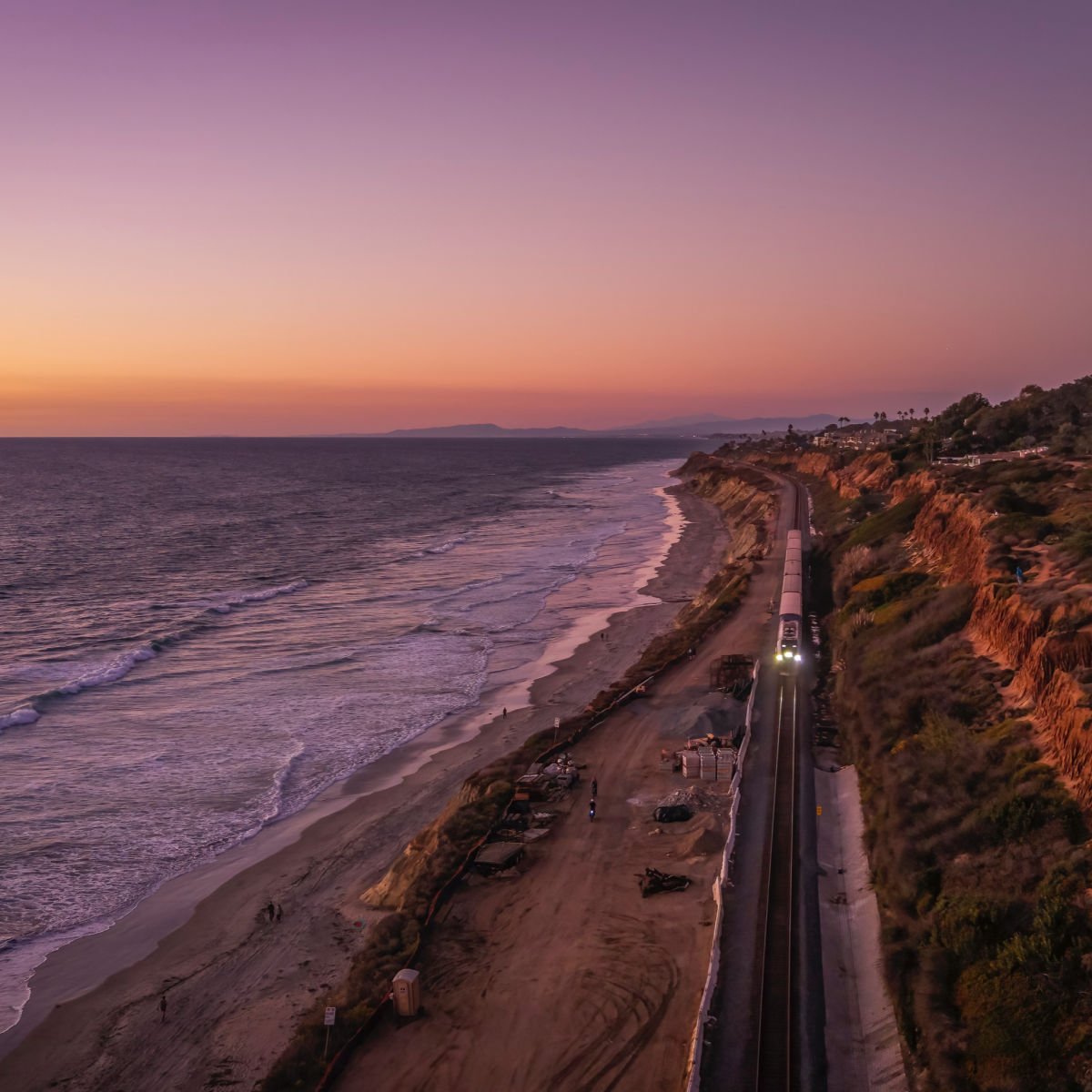 Amtrak train in Del Mar, CA