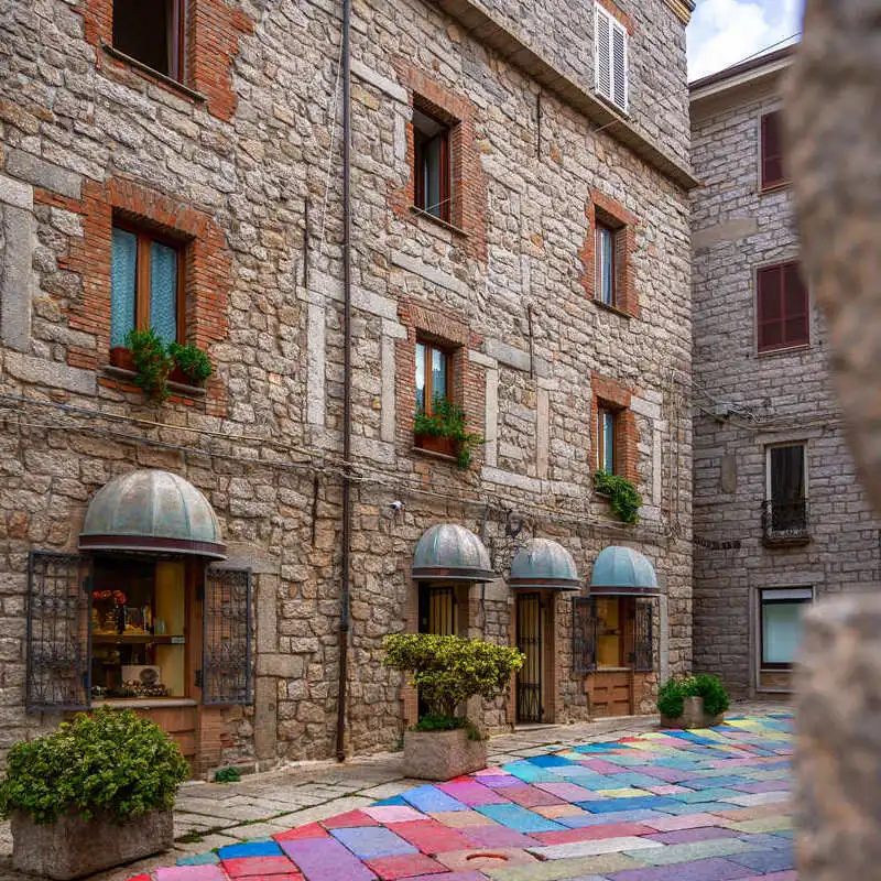 Colorful Pavements Of Tempio Pausania, Sardinia, Italy