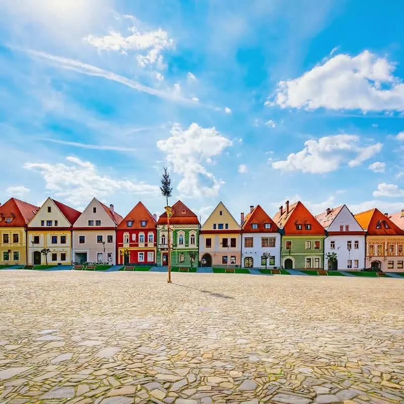 Colorful Row Of Houses In Bardejov, Slovakia