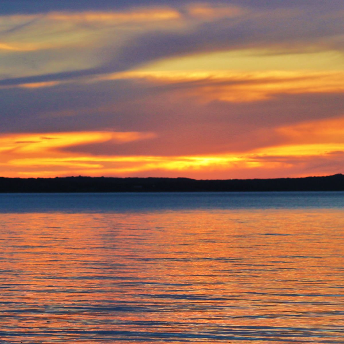 Fiery sunset over Lake Texoma