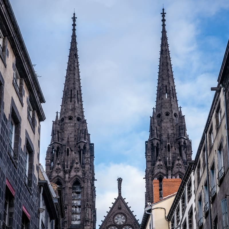Historic Church Spires Of Clermont-Ferrand, France