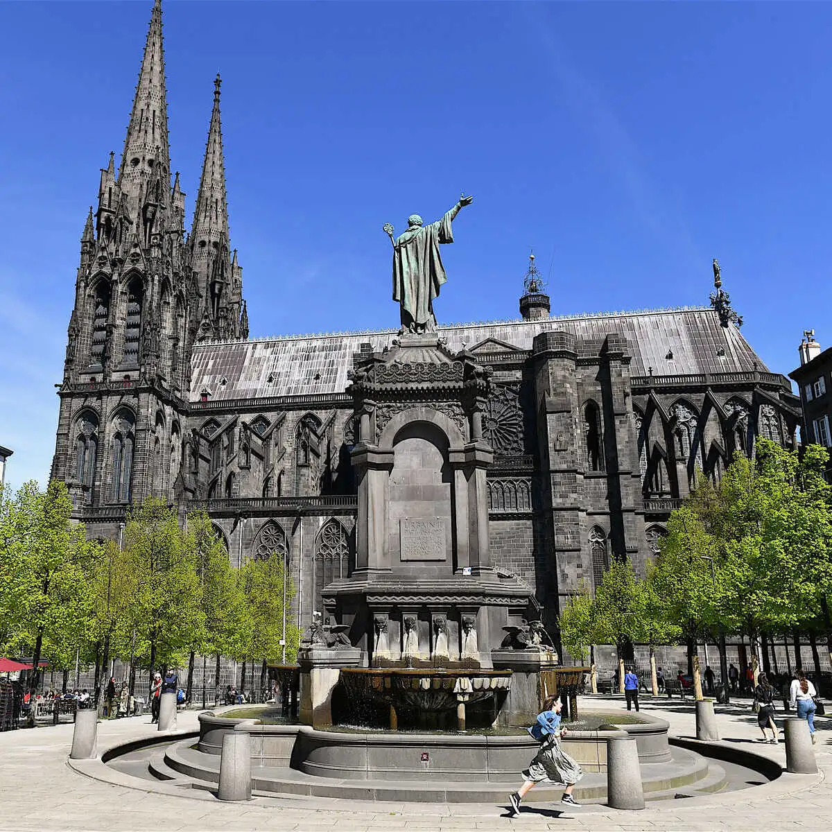 Historic Volcanic Rock Cathedral Of Clermont-Ferrand, France