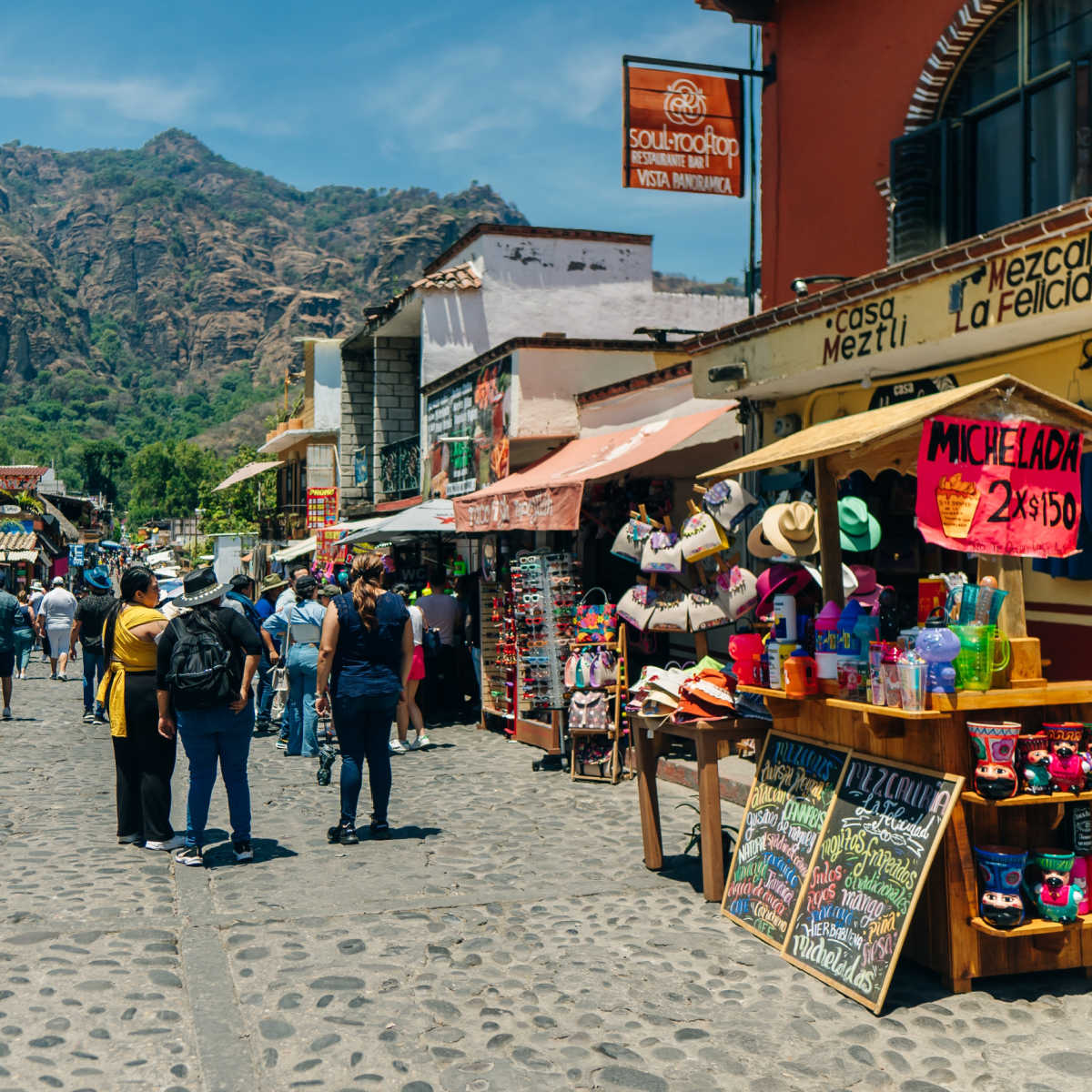 Historic stone promenade in Tepoztlan, MX