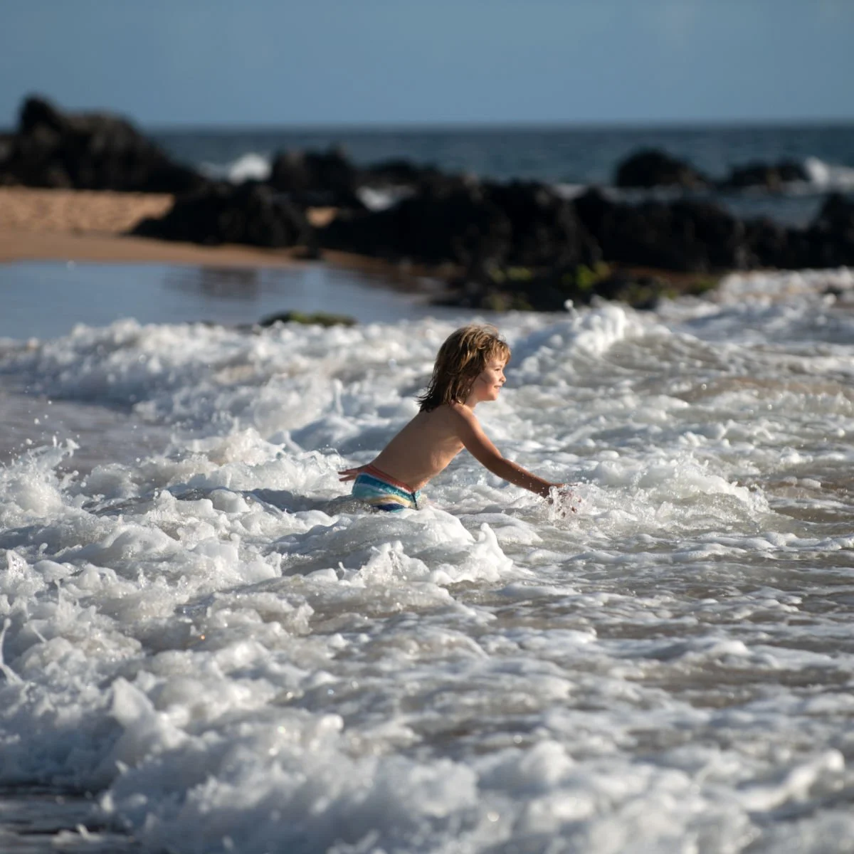 Kid swimming in Virginia Beach