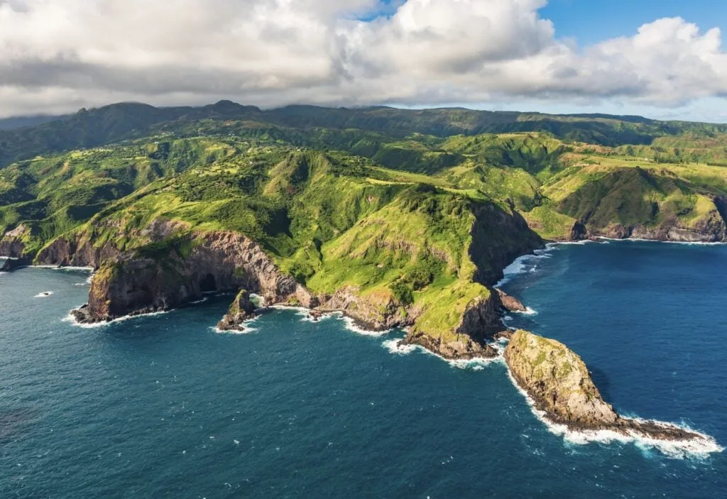 Maui North side green hills and shores
