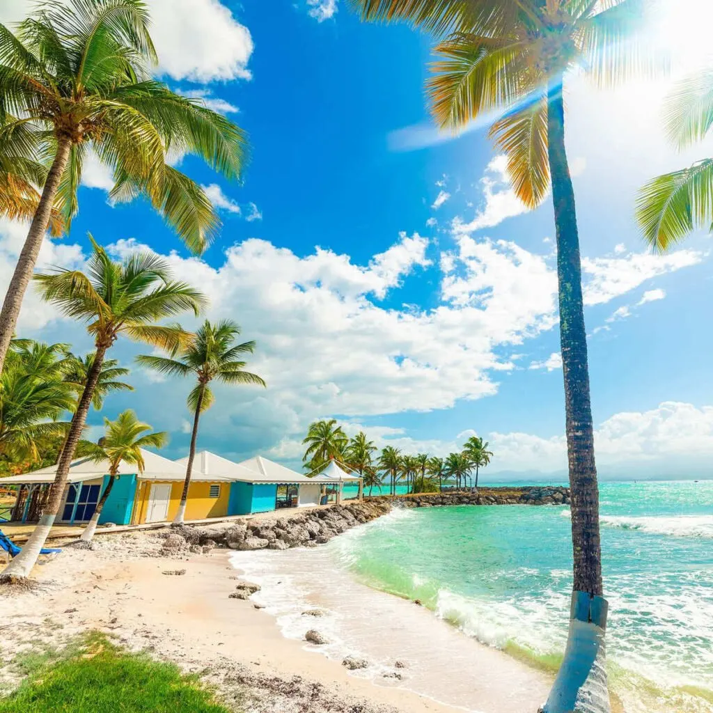 Picturesque beach in Guadeloupe, French Caribbean