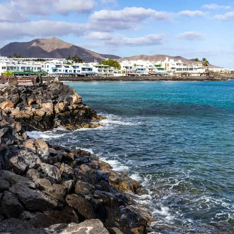 Picturesque View Of A Town On The Coast Of Lanzarote