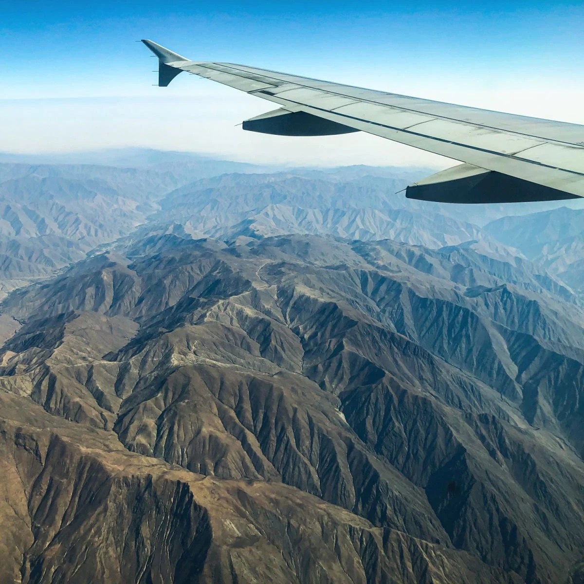 Plane view of Peru's Andes Mountains