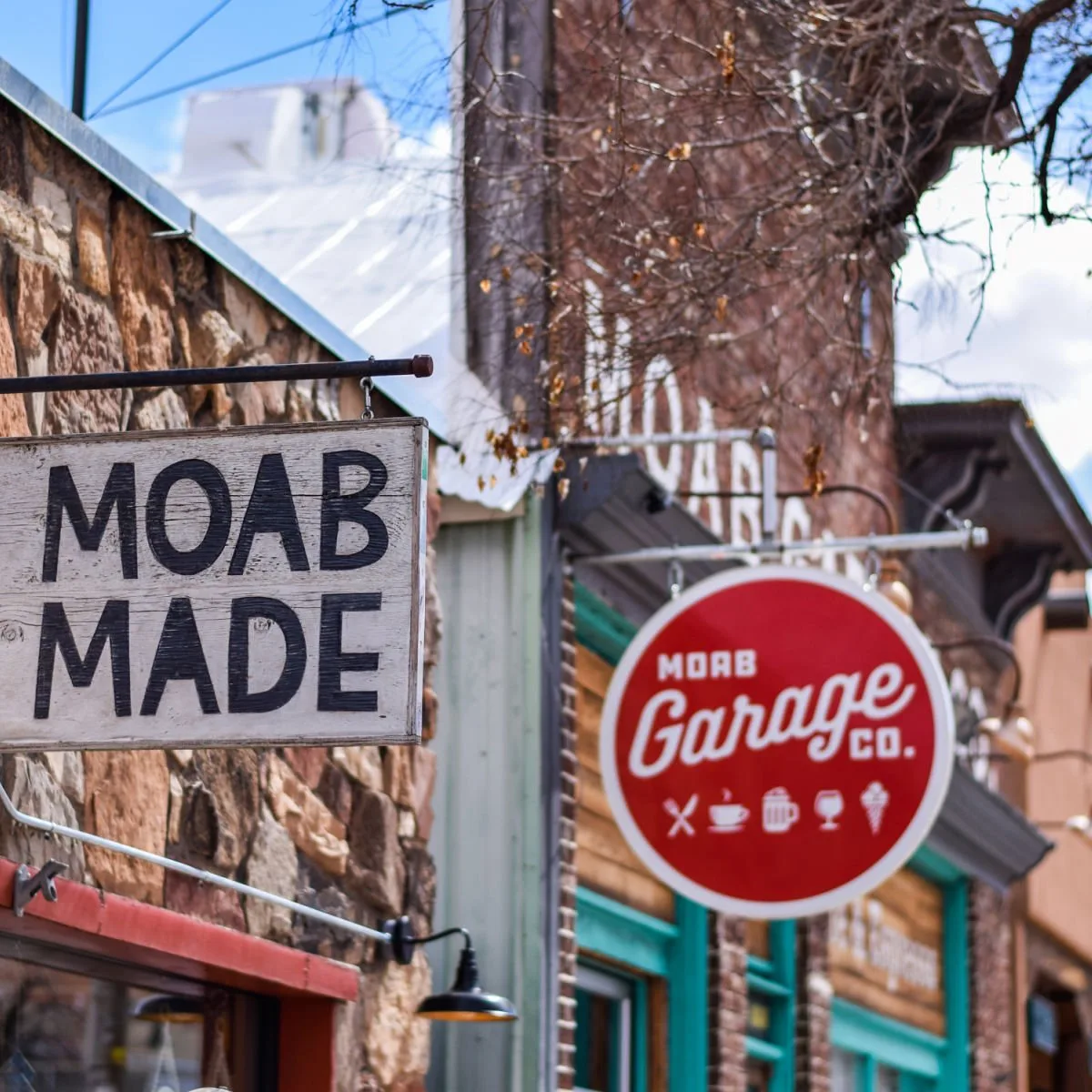 Rustic storefronts in Moab, Utah