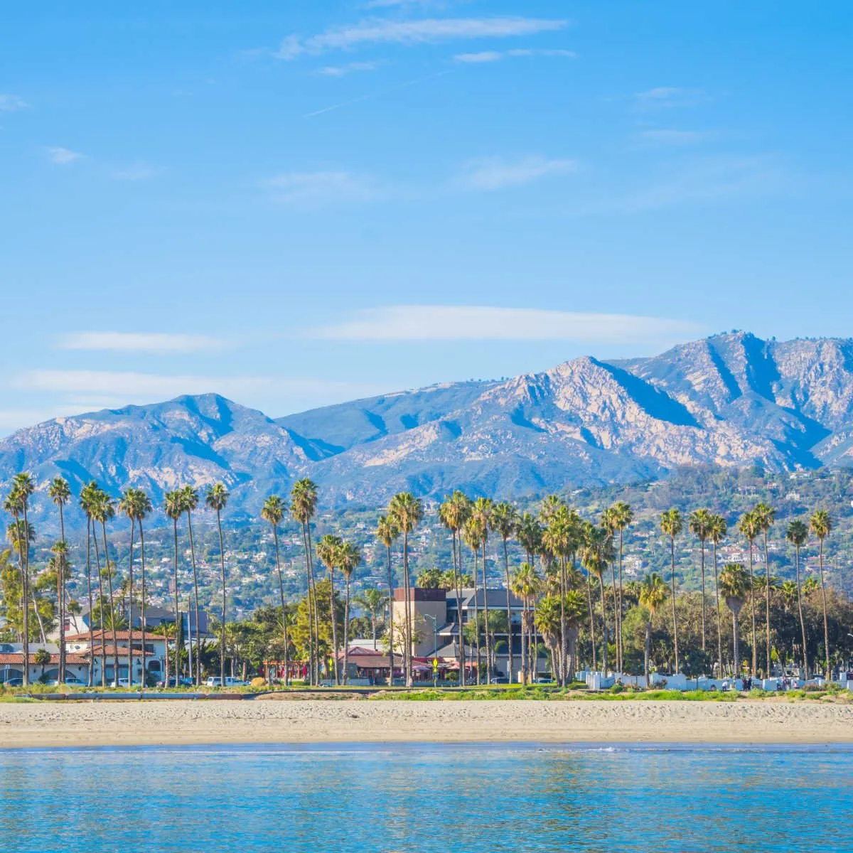 Santa Barbara beach backdropped by staggering mountains
