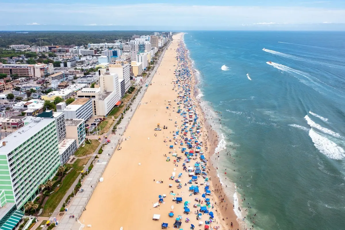 Aerial view of Virginia Beach in summer