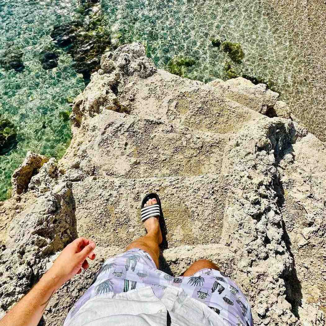 Rhoades Steps Tourist Walking Down The Steps To The Mediterranean Sea In Rhodes ...