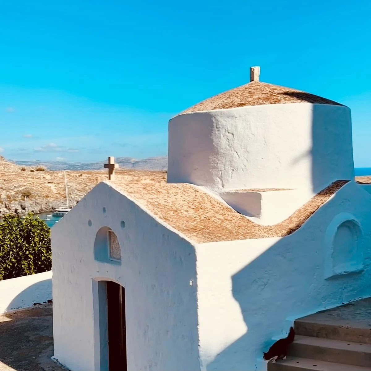 Traditional Whitewashed Church In Lindos, Rhodes, Greece