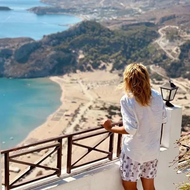 Tsambika Beach Seen From Tsambika Monastery, Rhodes, Greece